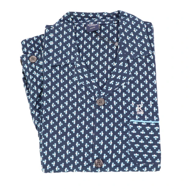 Robson Pyjama Flanel | Navy Print | www.pietkoopmans.nl