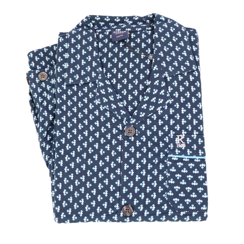 Robson Pyjama Flanel | Navy Print | www.pietkoopmans.nl