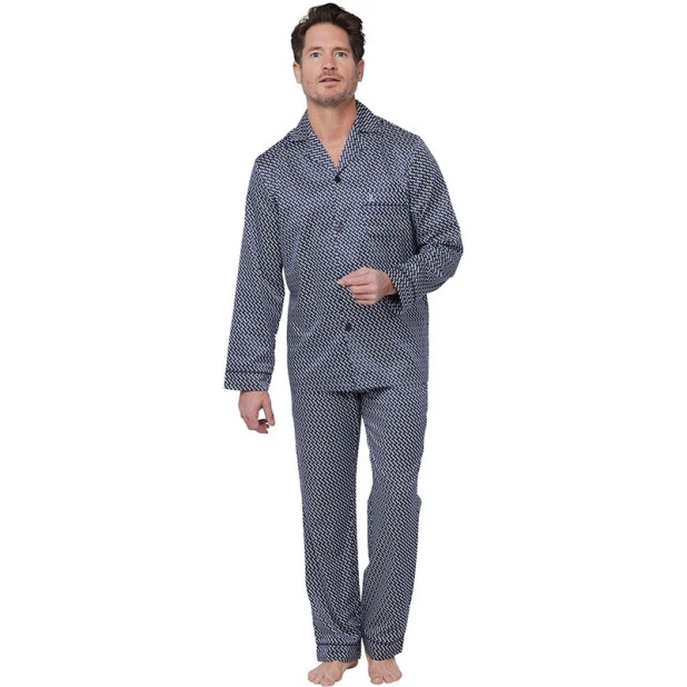 Robson Pyjama Satijn | Marine Chain | www.pietkoopmans.nl