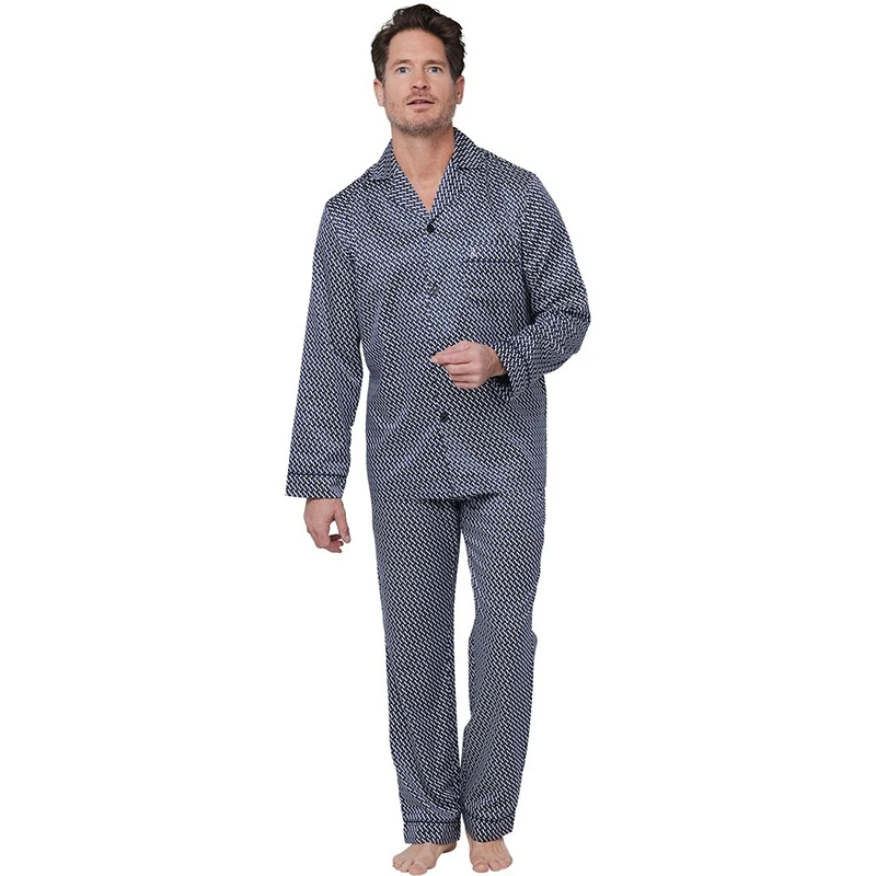 Robson Pyjama Satijn | Marine Chain | www.pietkoopmans.nl