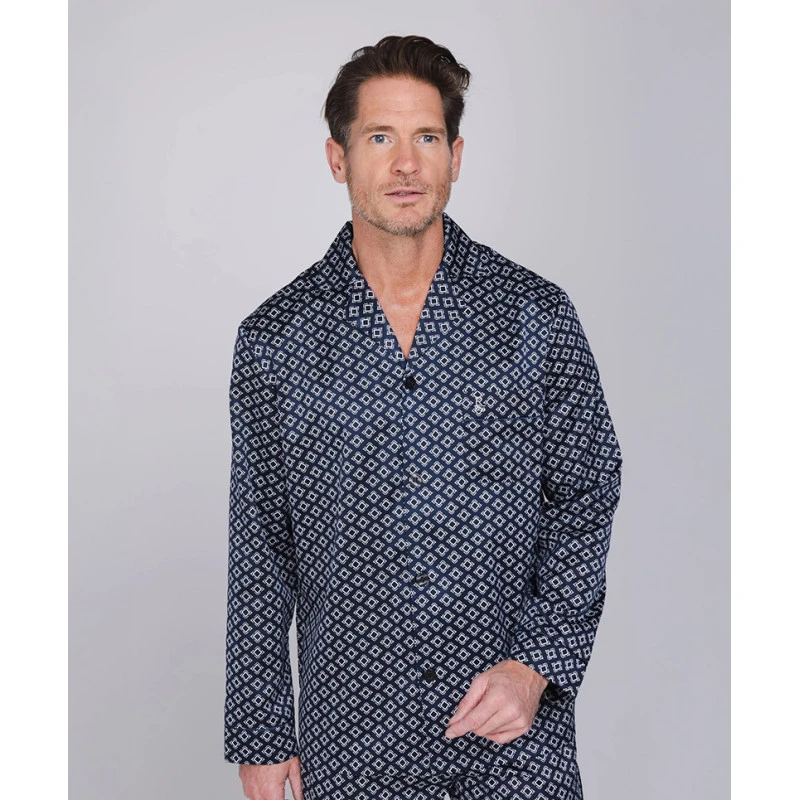 Robson Pyjama Satijn | Marine | www.pietkoopmans.nl