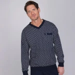 Robson Heren Pyjama Tricot | Wit Geprint | www.pietkoopmans.nl