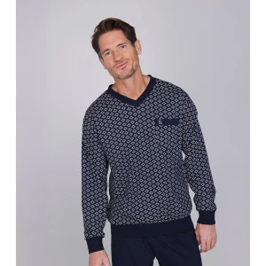 Robson Heren Pyjama Tricot | Wit Geprint