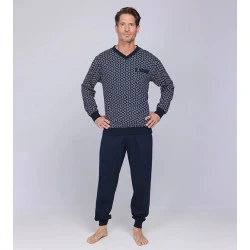 Robson Heren Pyjama Tricot | Wit Geprint