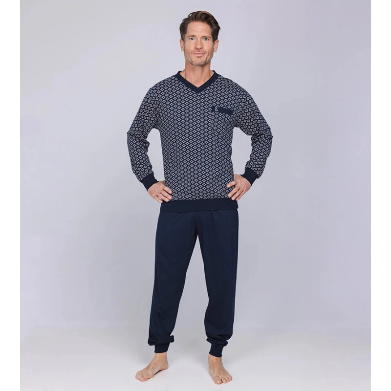 Robson Heren Pyjama Tricot | Wit Geprint | www.pietkoopmans.nl