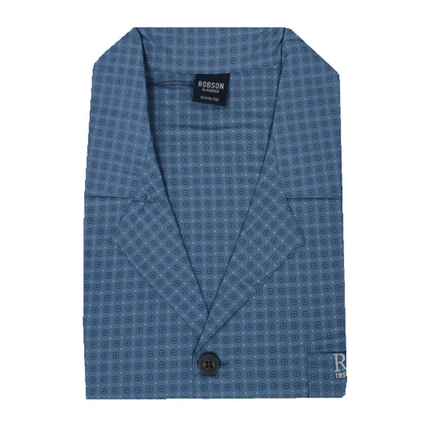 Robson Pyjama Jasje Poplin | Indigo Print | www.pietkoopmans.nl