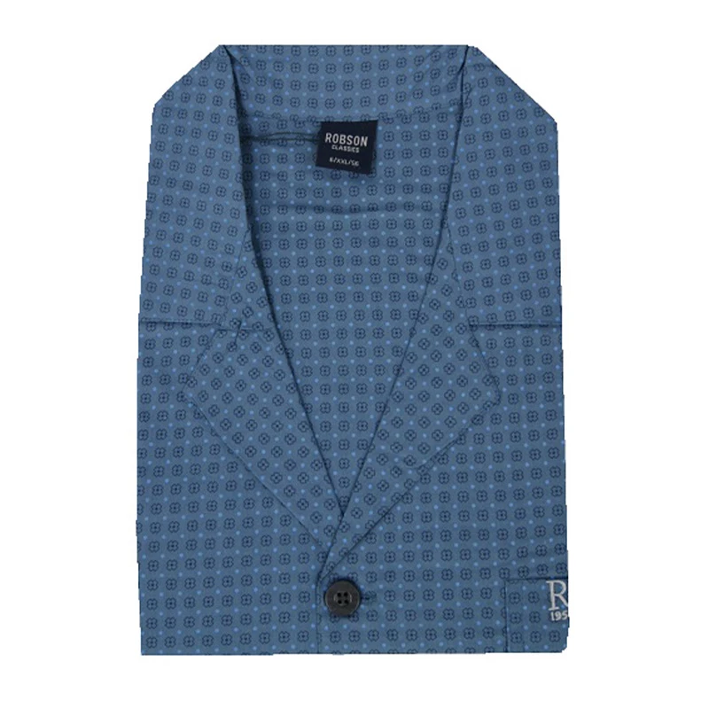 Robson Pyjama Jasje Poplin | Indigo Print | www.pietkoopmans.nl
