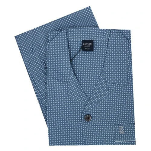 Robson Pyjama Knoop | Lichtblauw Geprint | www.pietkoopmans.nl