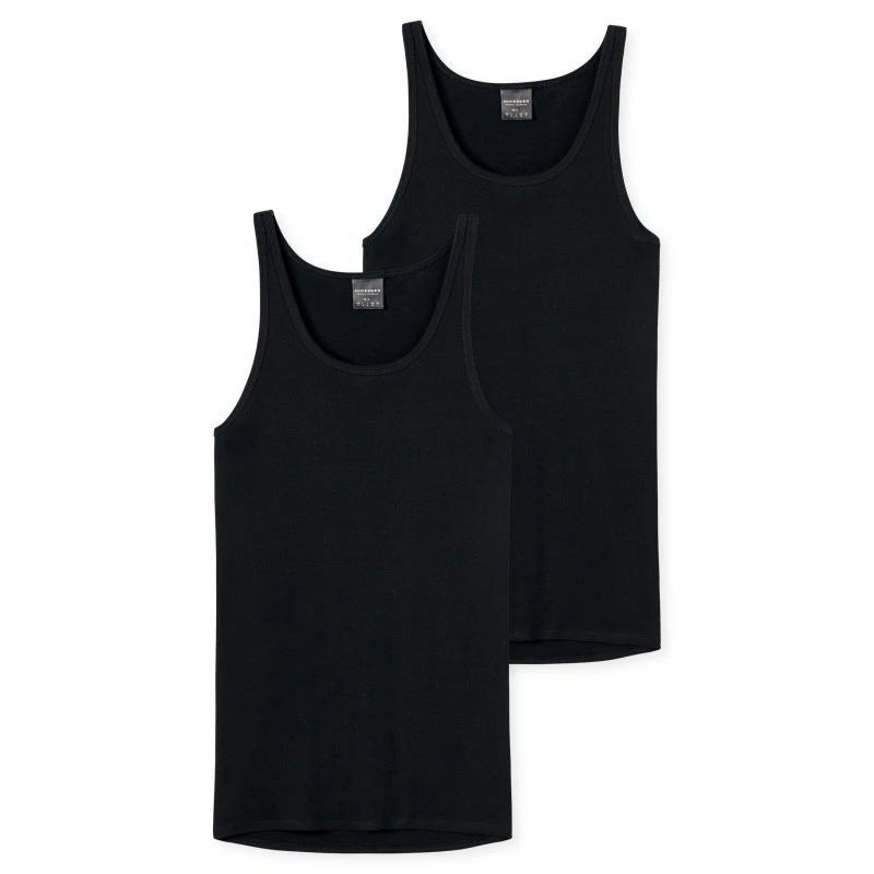 Schiesser Classic Feinripp Hemd | Zwart 2 - Pack | Piet Koopmans