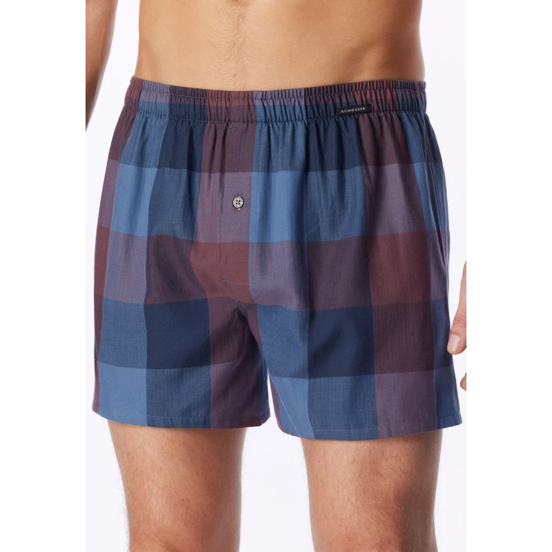 Schiesser Heren Boxershort | Bordeaux Navy Geruit | www.pietkoopmans.nl