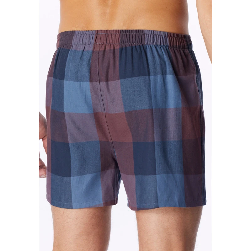 Schiesser Heren Boxershort | Bordeaux Navy Geruit | www.pietkoopmans.nl