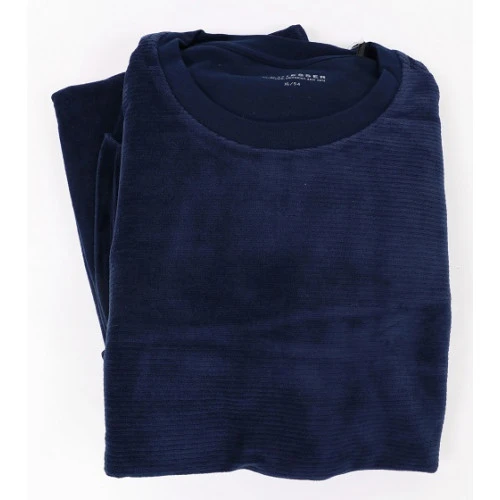 Schiesser Velours Pyjama | Navy | www.pietkoopmans.nl