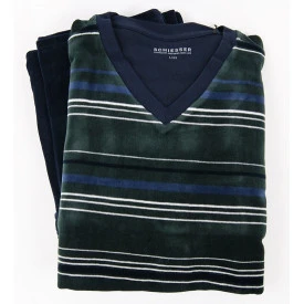 Schiesser Velourse Pyjama | Groen Gestreept