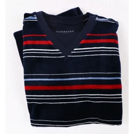 Schiesser Velourse Pyjama | Rood Gestreept