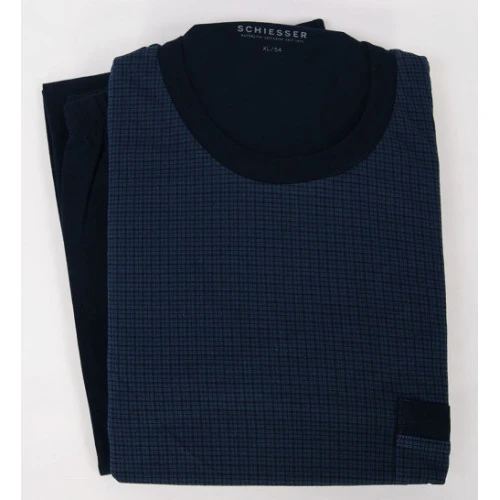 Schiesser Pyjama Tricot | Blauwe Ruit | www.pietkoopmans.nl