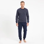 Schiesser Pyjama Tricot | Donkerblauw Stip | www.pietkoopmans.nl