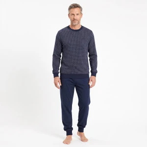 Schiesser Pyjama Tricot | Donkerblauw Stip