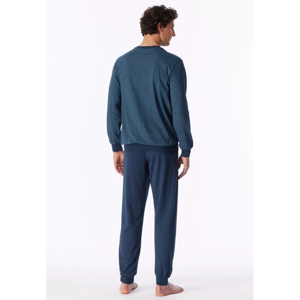 Schiesser Pyjama Tricot |Donkerblauw | www.pietkoopmans.nl
