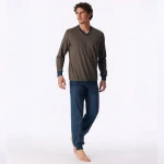Lange Pyjama Schiesser Heren | Donkerblauw | www.pietkoopmans.nl