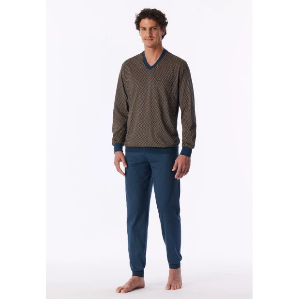 Lange Pyjama Schiesser Heren | Donkerblauw | www.pietkoopmans.nl