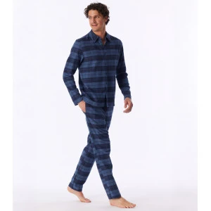 Schiesser Pyjama Flanel | Marine Blauw Geruit