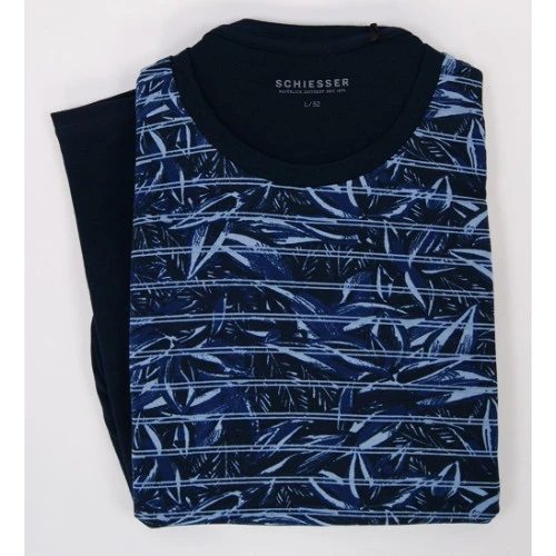 Schiesser Shortama | Blauw Bloemen Print | www.pietkoopmans.nl