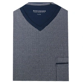 Schiesser Nachthemd Korte Mouw | Marine Wit Print