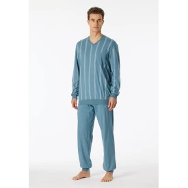 Lange Pyjama Schiesser Tricot | Indigo Ruit