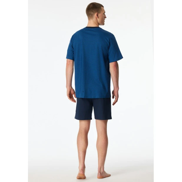 Schiesser Comfort Essentials korte heren pyjama blauw | Piet Koopmans