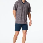 Schiesser Comfort Shortama | Rood Indigo Print | www.pietkoopmans.nl
