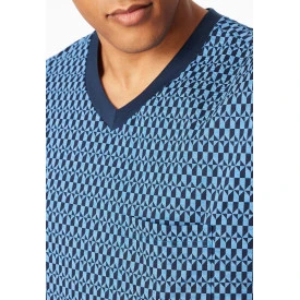 Schiesser Nachthemd Korte Mouw | Zomer Blauw Tinten