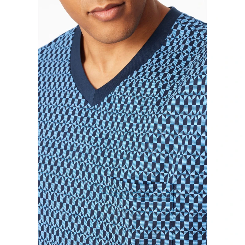 Schiesser Nachthemd Korte Mouw | Zomer Blauw Tinten