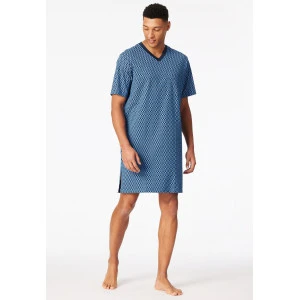 Schiesser Nachthemd Korte Mouw | Zomer Blauw Tinten