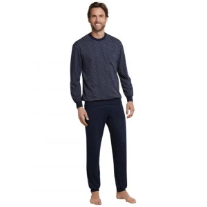 Schiesser Pyjama Tricot | Donkerblauw Stip