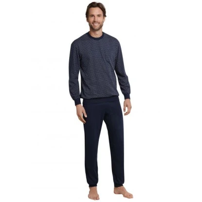 Schiesser Pyjama Tricot | Donkerblauw Stip | www.pietkoopmans.nl