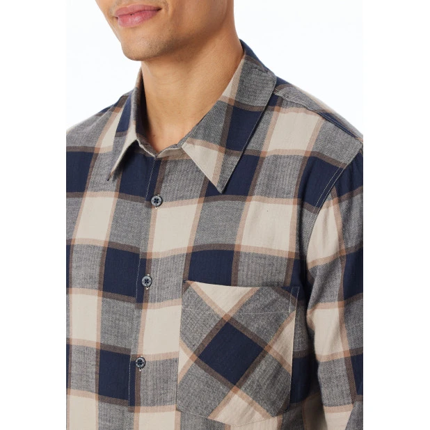 Schiesser Pyjama Flanel | Camel Ruit | www.pietkoopmans.nl