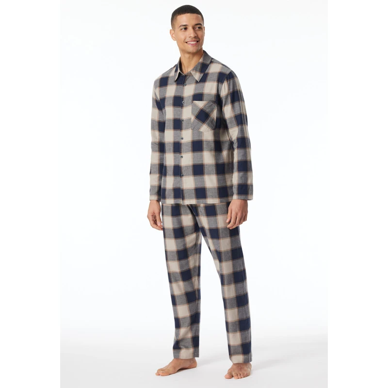 Schiesser Pyjama Flanel | Camel Ruit | www.pietkoopmans.nl