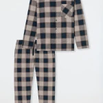 Schiesser Pyjama Flanel | Camel Ruit | www.pietkoopmans.nl
