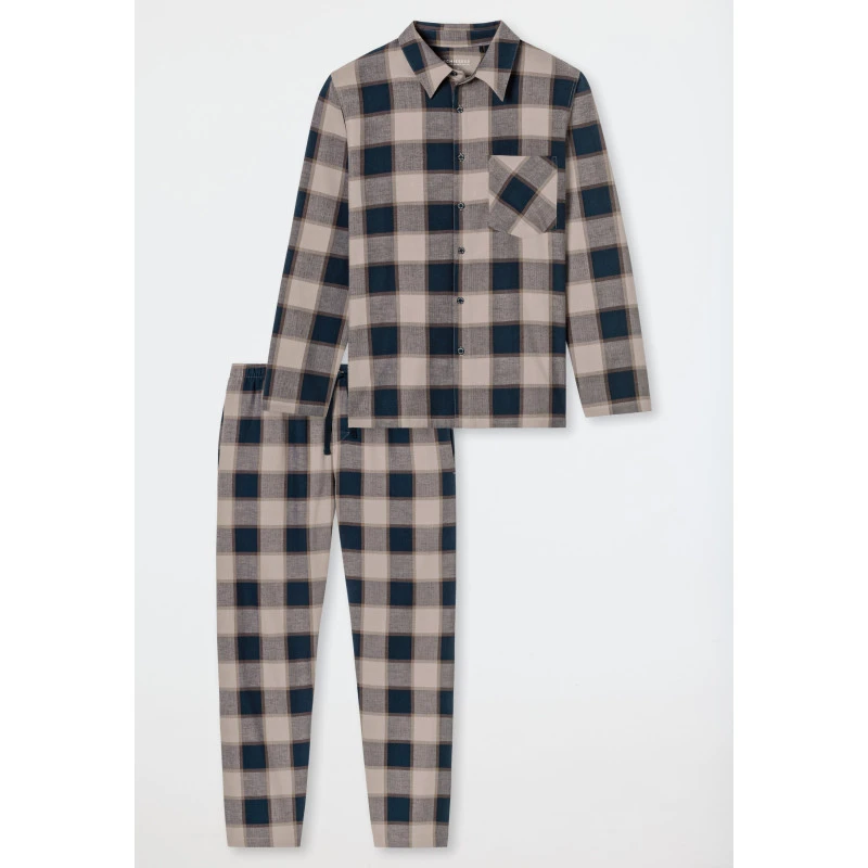 Schiesser Pyjama Flanel | Camel Ruit | www.pietkoopmans.nl