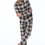 Schiesser Pyjama Flanel | Camel Ruit | www.pietkoopmans.nl