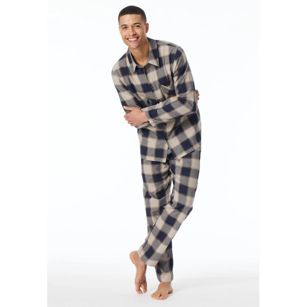 Schiesser Pyjama Flanel | Camel Ruit | www.pietkoopmans.nl