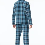 Schiesser Pyjama Flanel | Turquoise Ruit | www.pietkoopmans.nl
