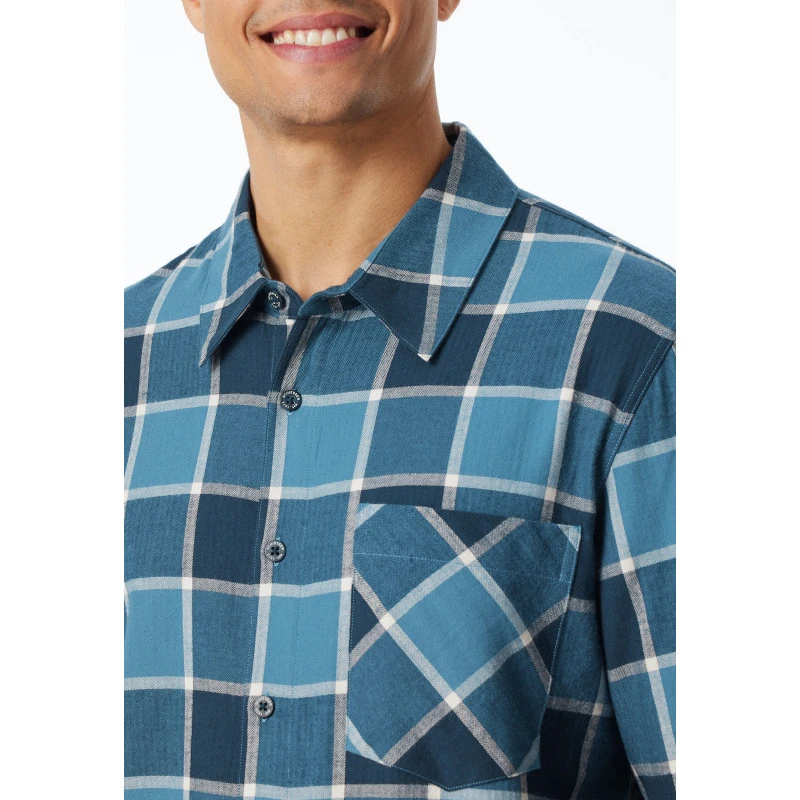 Schiesser Pyjama Flanel | Turquoise Ruit | www.pietkoopmans.nl