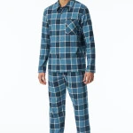 Schiesser Pyjama Flanel | Turquoise Ruit | www.pietkoopmans.nl