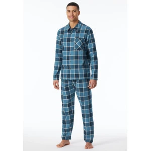 Schiesser Pyjama Flanel | Turquoise Ruit