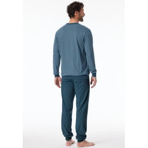 Schiesser Pyjama Ronde Hals| Blauw Grijs Print
