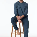 Schiesser Pyjama Ronde Hals| Blauw Grijs Print | www.pietkoopmans.nl