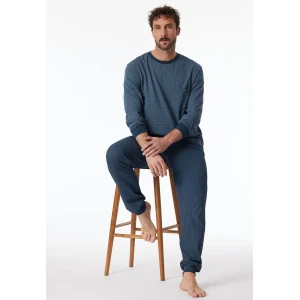 Schiesser Pyjama Ronde Hals| Blauw Grijs Print