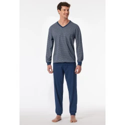 Lange Pyjama Schiesser Heren | Blauwe Print