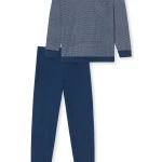 Lange Pyjama Schiesser Heren | Blauwe Print  | www.pietkoopmans.nl